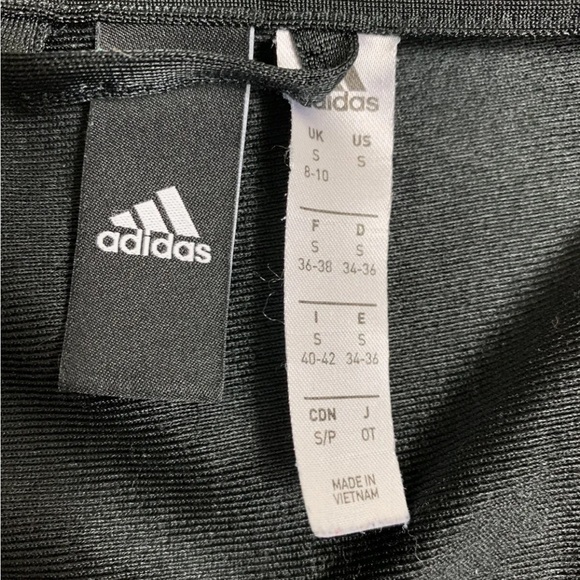 Adidas Jacket Women Small Black White Track Stripes Athletic Sports Zip Casual - Picture 8 of 12